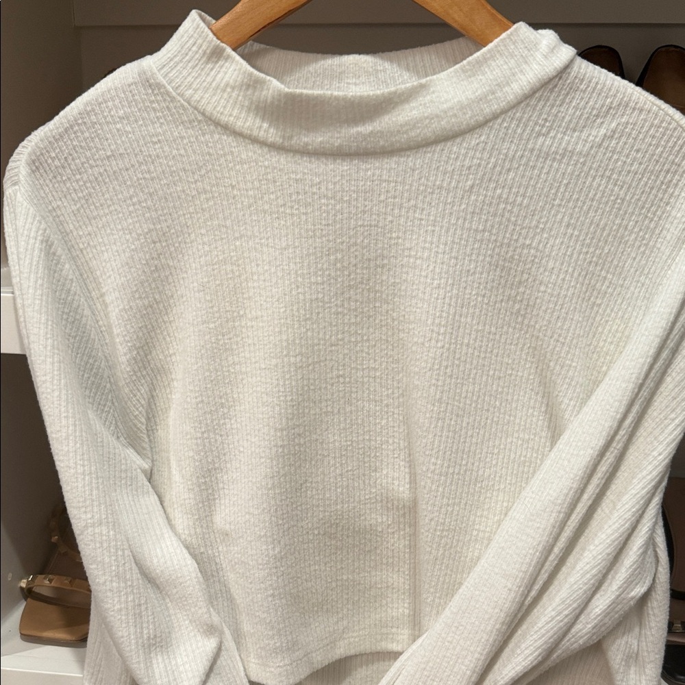 Elegant maternity -nursing - pumping  White Ribbed Women's Sweater